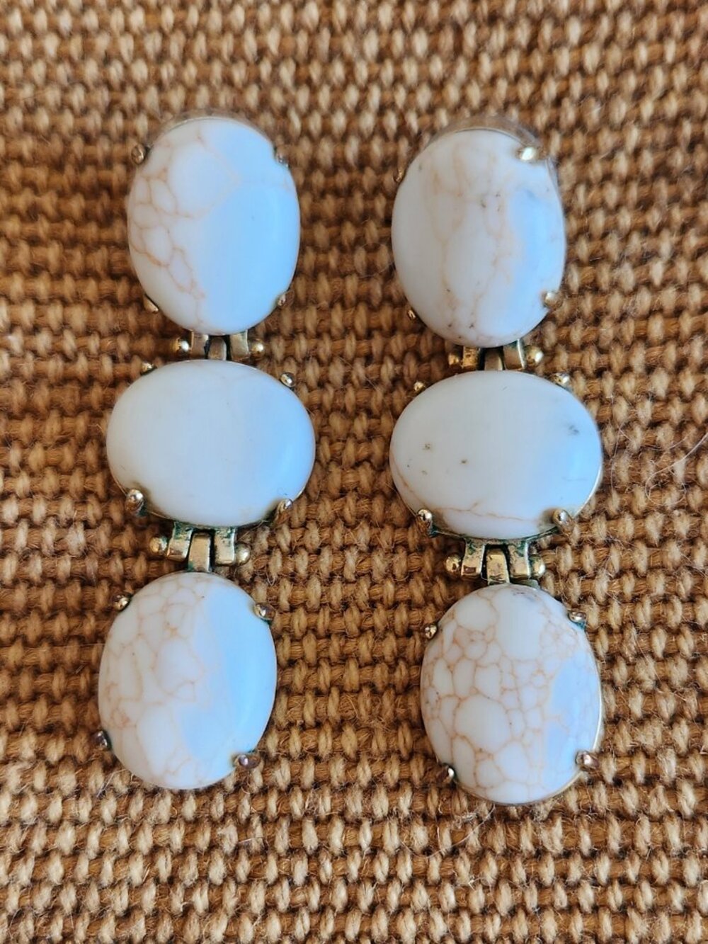 Milky White Stone Drop Earrings